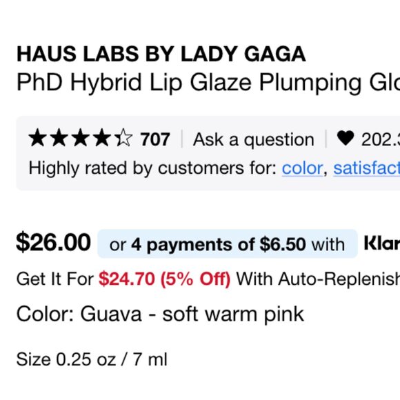 HAUS LABS BY LADY GAGA PhD Hybrid Lip Glaze Plumping Gloss GUAVA - Picture 5 of 5